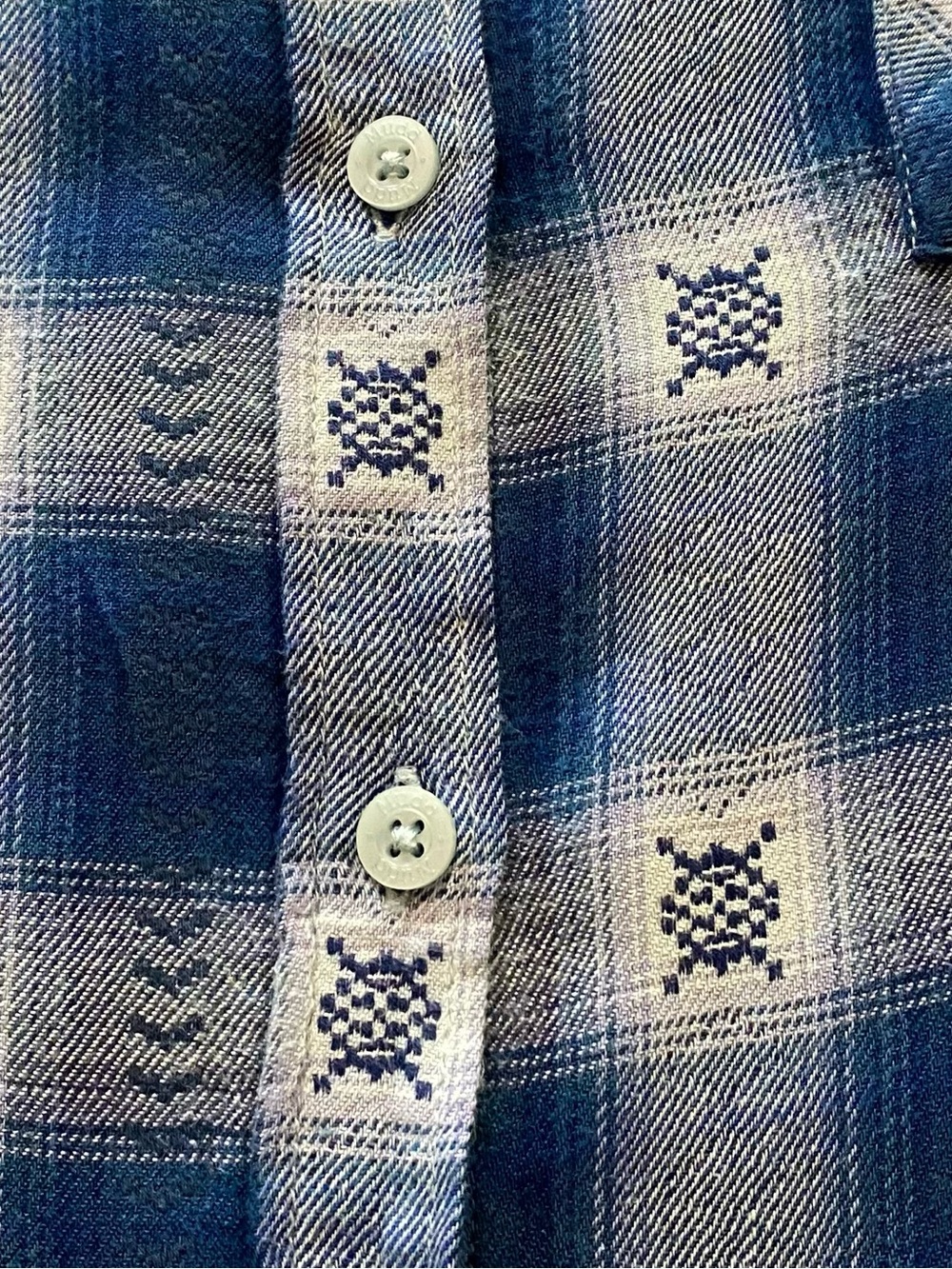MUDD Y2K western Boho grunge, blue and white plaid shirt - Picture 6 of 13